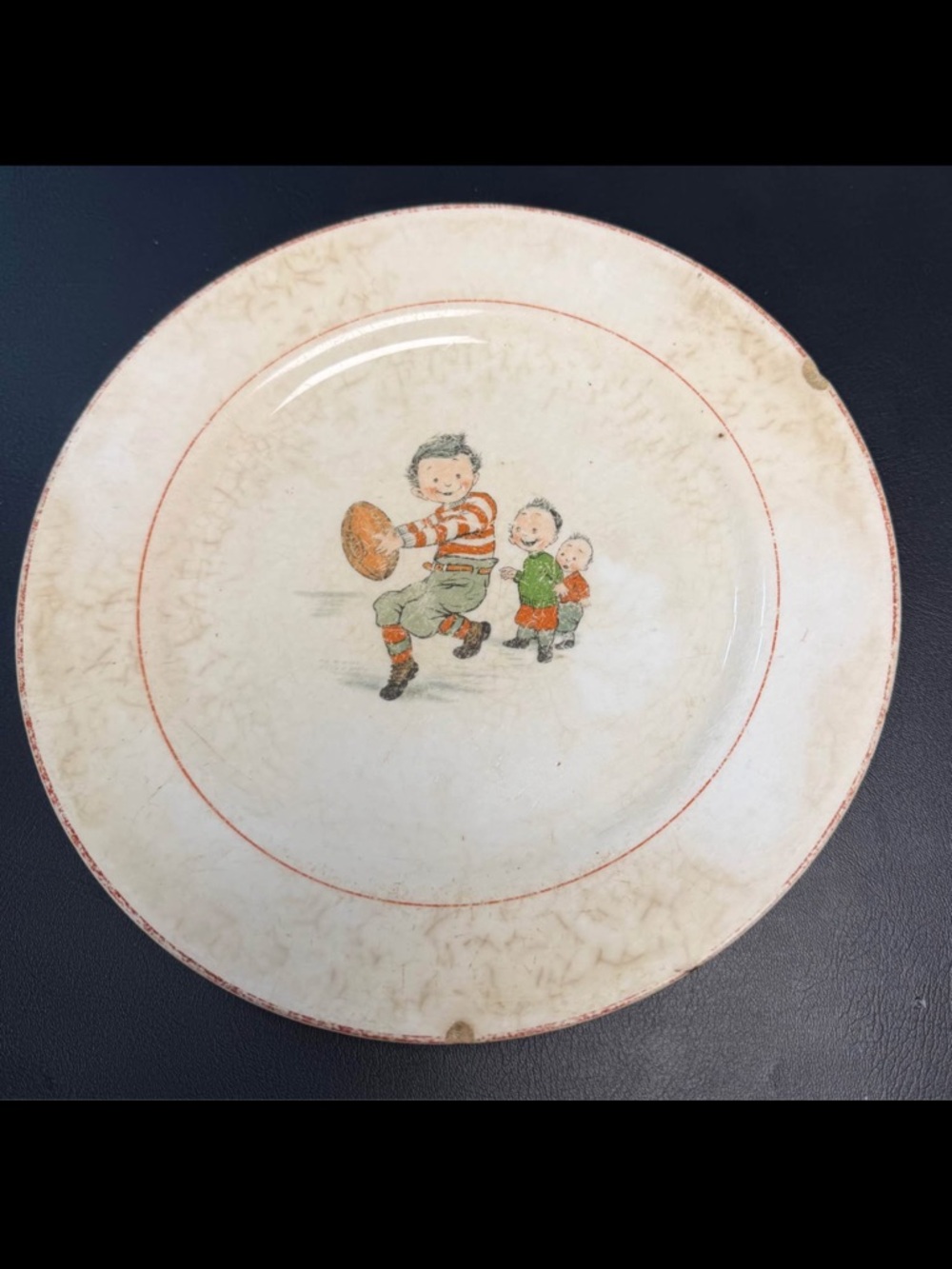 Vintage Children's Illustration Plate in Cream and Orange Homer Laughlin china
